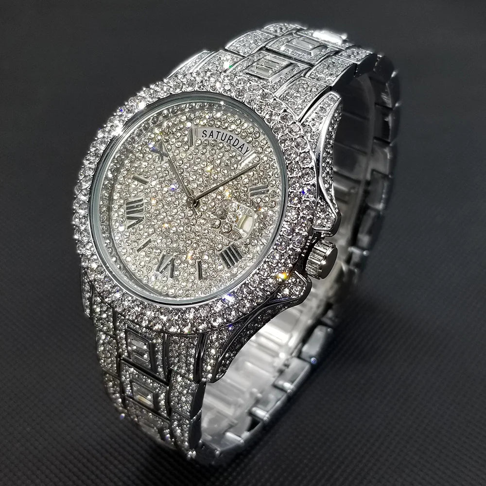 Men Luxury Diamond Quartz Waterproof