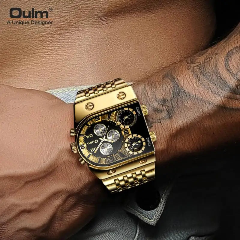 Reloj de acero dorado para hombre