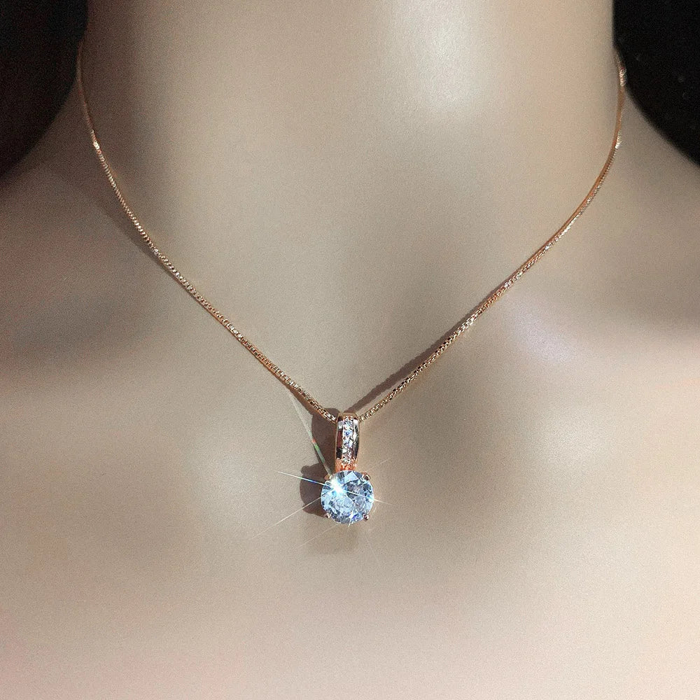 Simple Crystal Pendant Necklace