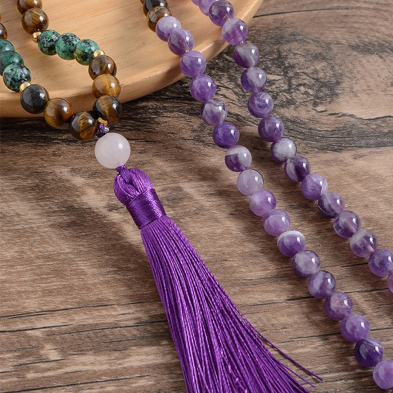 Mala Amethyst Tiger Eye Turquoise Necklace