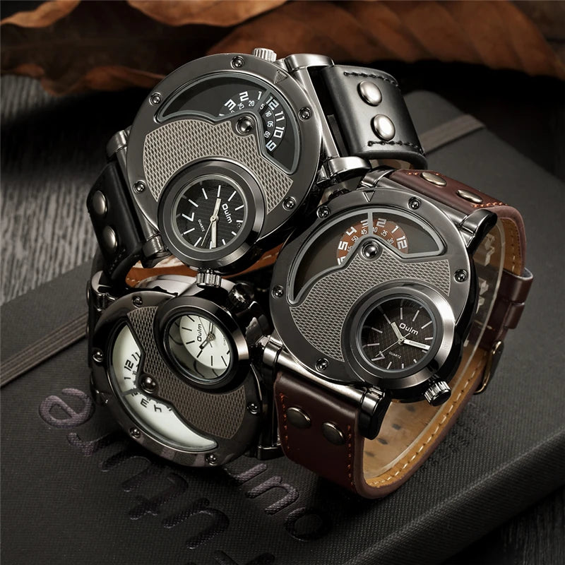 Reloj de cuarzo con hora dual para hombre