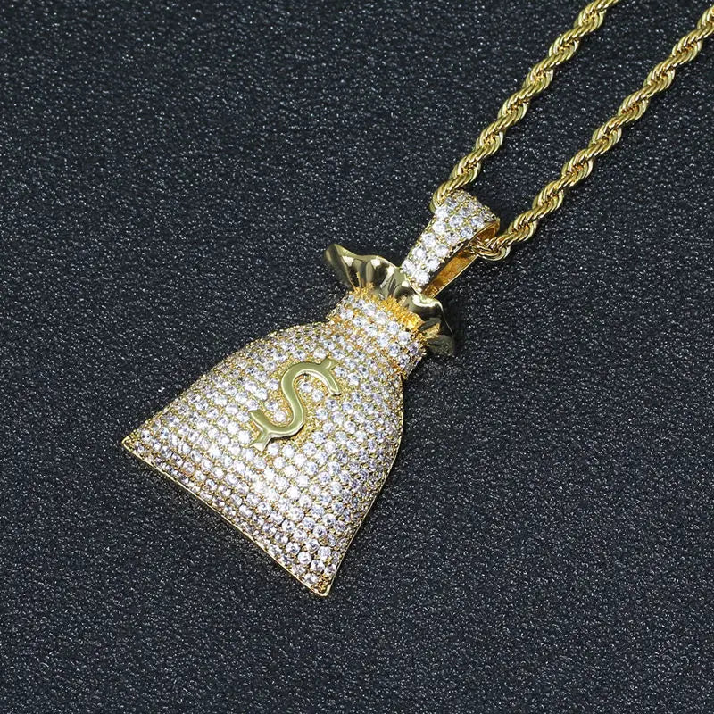 US Dollar Money Bag Necklace