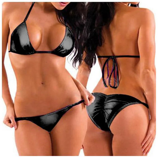 Women Two-Piece PU Leather Bikini