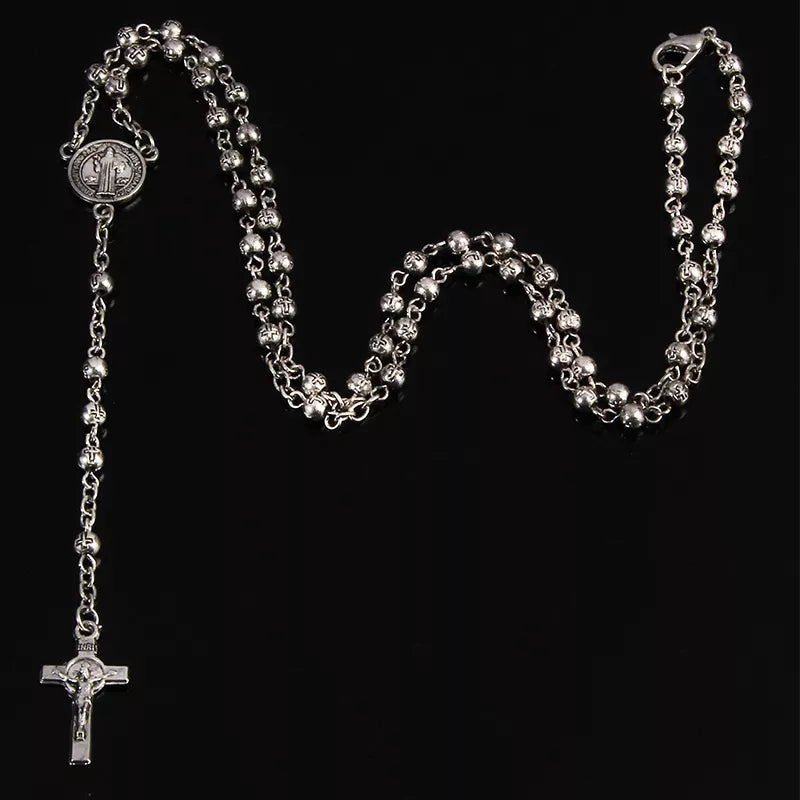 Stainless steel rosary necklace