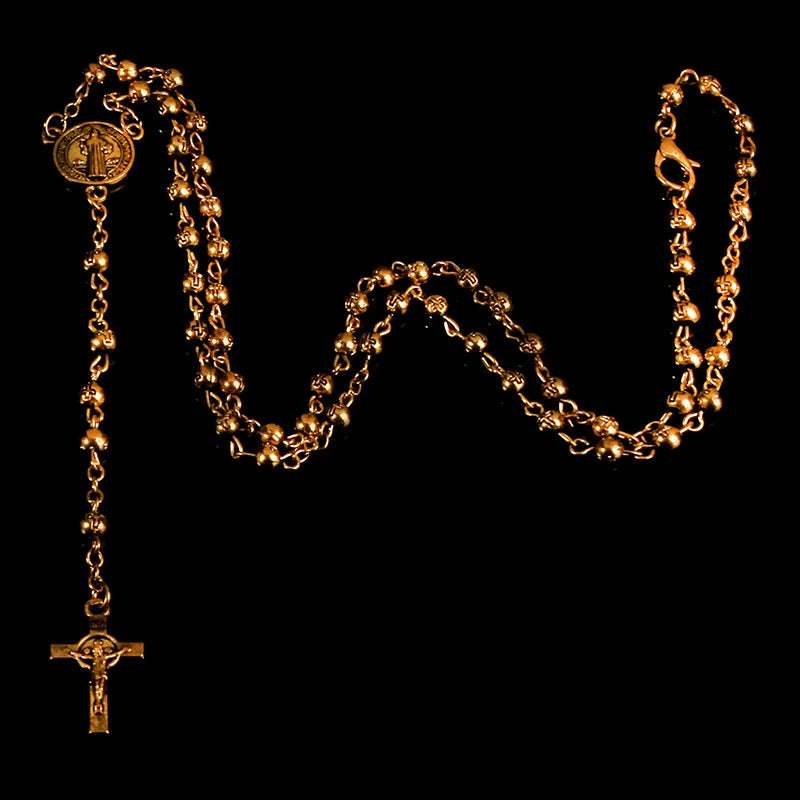 Stainless steel rosary necklace