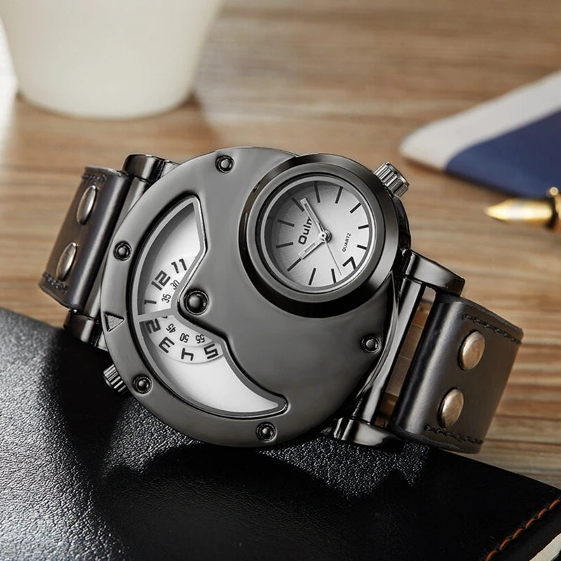 Reloj de cuarzo con hora dual para hombre