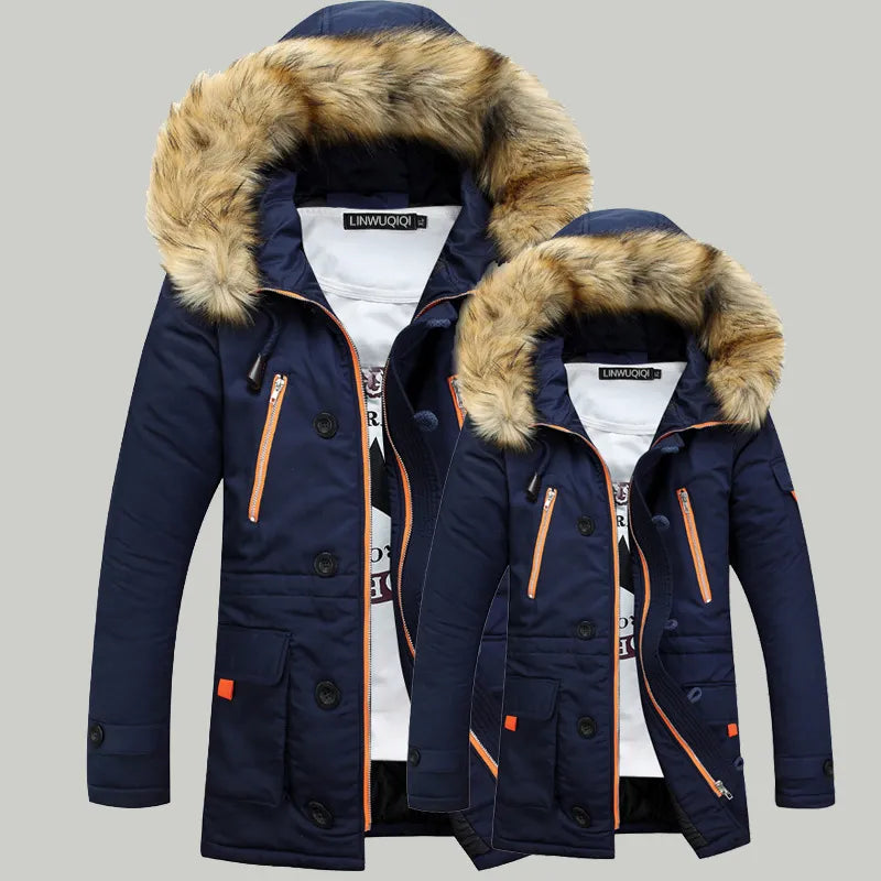 Winter Jacket Men's Casual Long Cotton - admstore