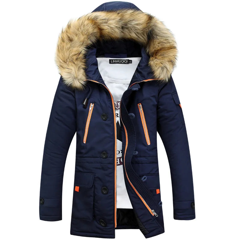 Winter Jacket Men's Casual Long Cotton - admstore