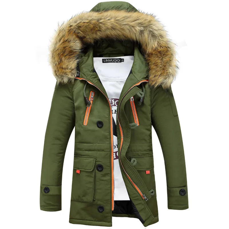 Winter Jacket Men's Casual Long Cotton - admstore