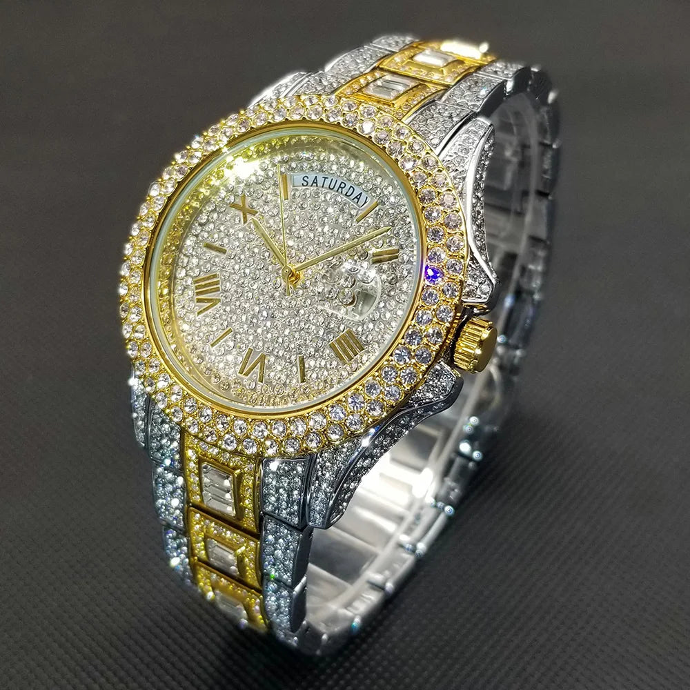 Men Luxury Diamond Quartz Waterproof