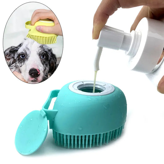 Masaje con cepillo de baño para mascotas