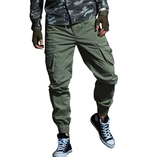 Pantaloni militari multitasche casual da uomo