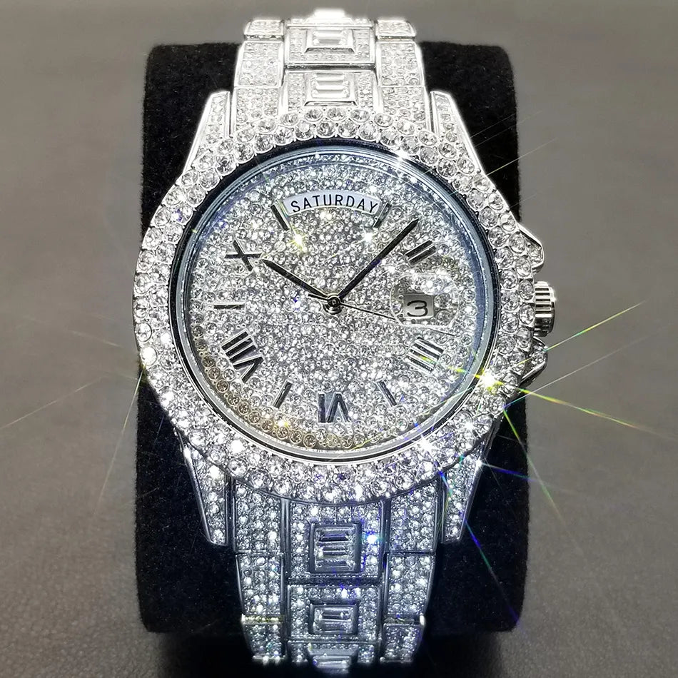 Men Luxury Diamond Quartz Waterproof