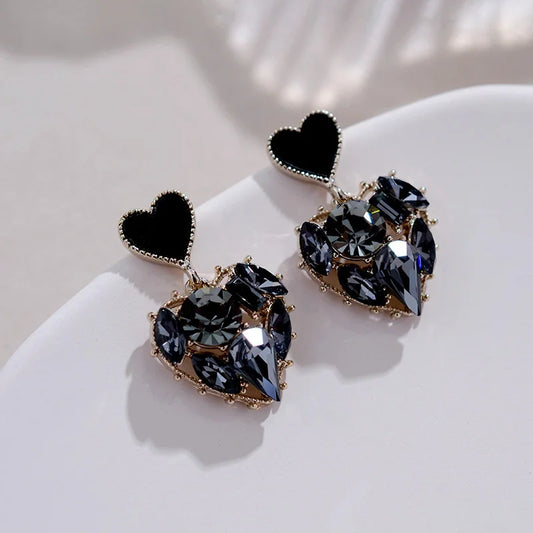 Women Black Rhinestone Earrings