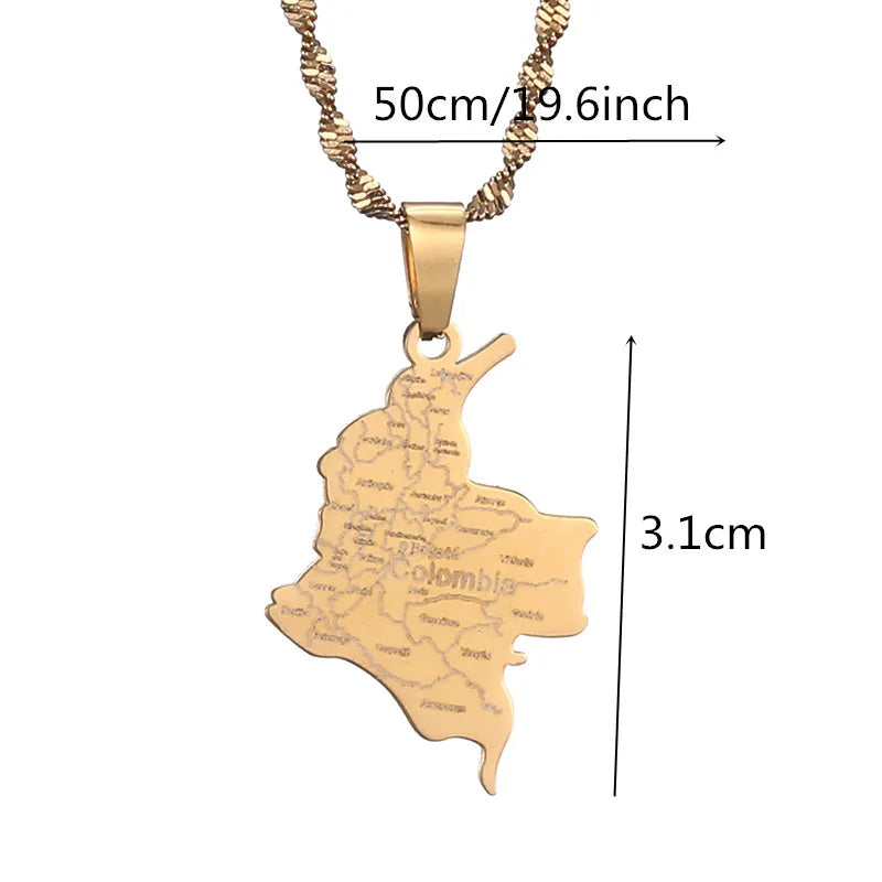 Colombia Map Necklace