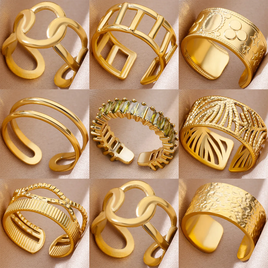 Anillo Mujer Acero Inoxidable Chapado Oro 18K