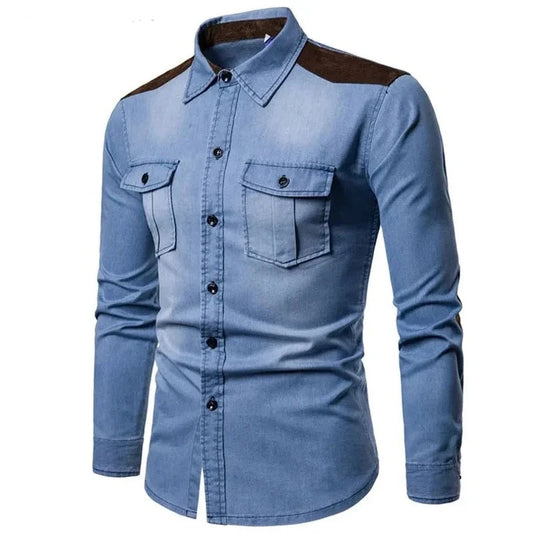 Camisa casual de jeans de algodón para hombres