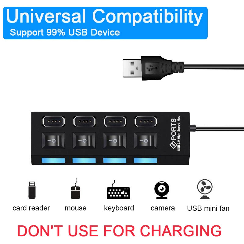 High Speed 4/7 Ports USB HUB 2.0 Adapter Expander Multi USB Splitter