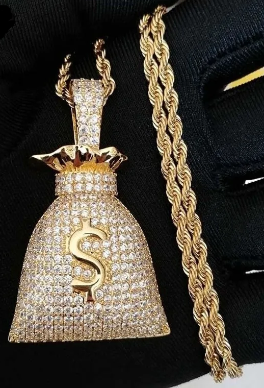 US Dollar Money Bag Necklace